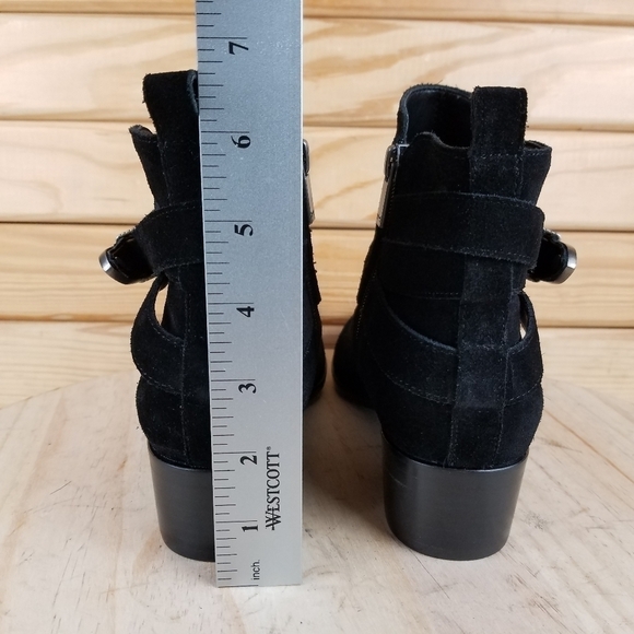 Marc Fisher 6.5 US Yandi Black Suede/Leather Ankle Boots Western Booties NEW - Picture 4 of 10